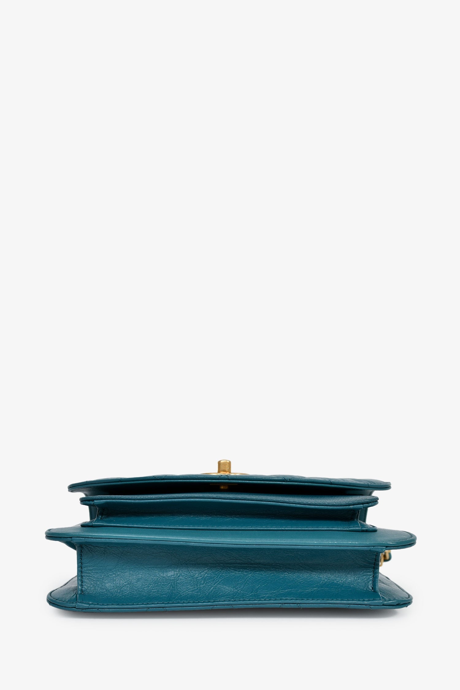 Chanel™ 2019 Teal Leather Front Pocket CC Flap