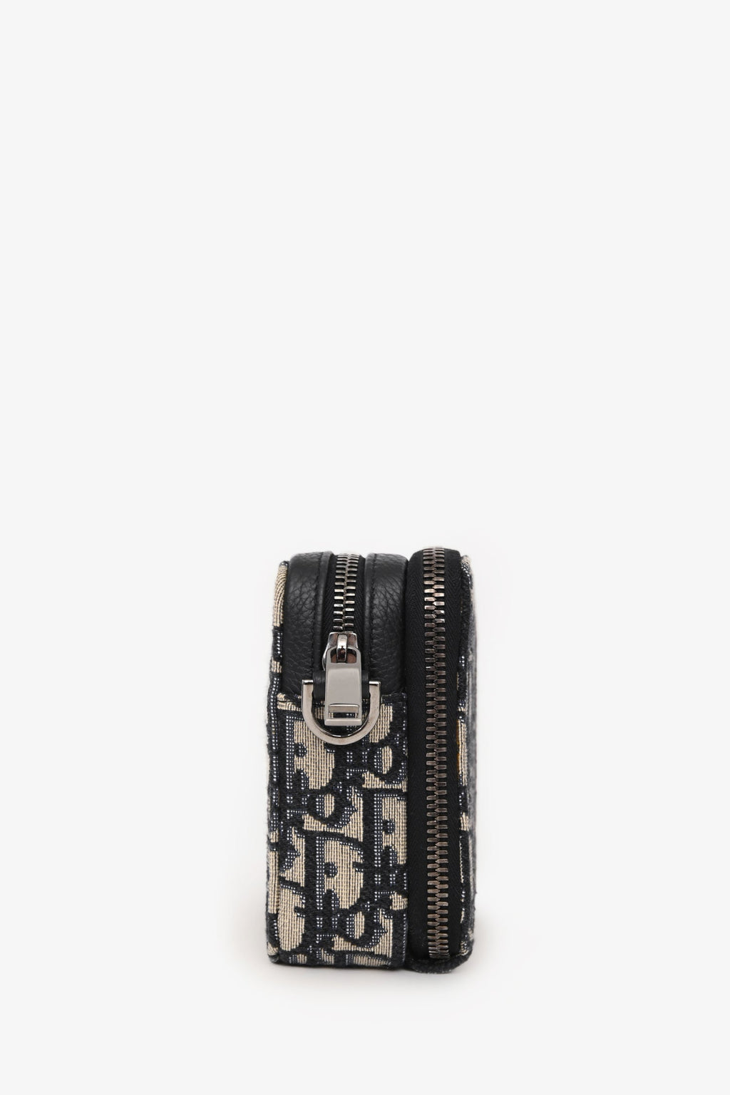 Christian Dior 2020 Black/Navy Canvas Oblique Double Zip Camera Bag Mens