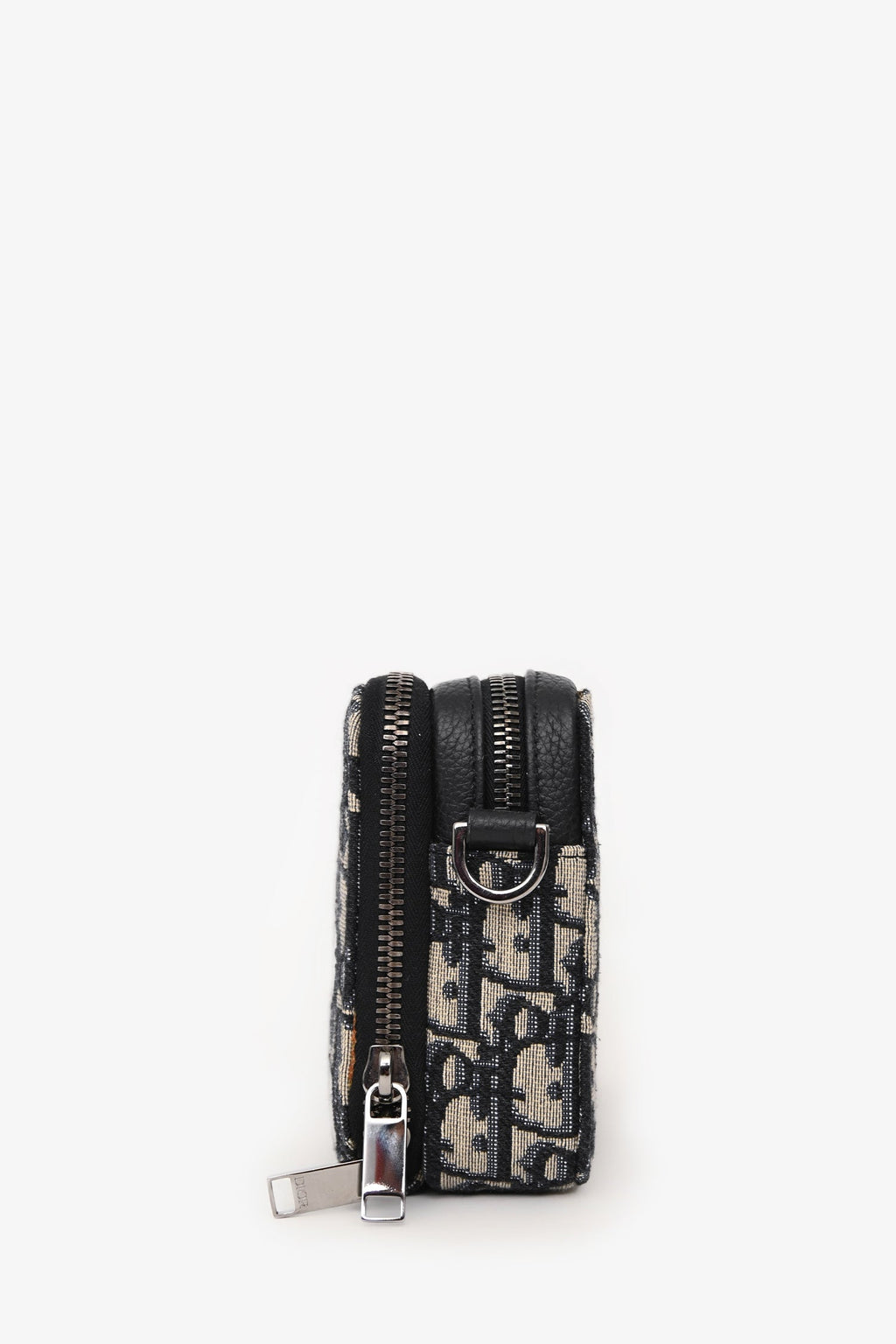 Christian Dior 2020 Black/Navy Canvas Oblique Double Zip Camera Bag Mens