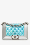 Chanel™ 2018 Iridescent Silver/Blue Leather/PVC Water Boy Small Bag