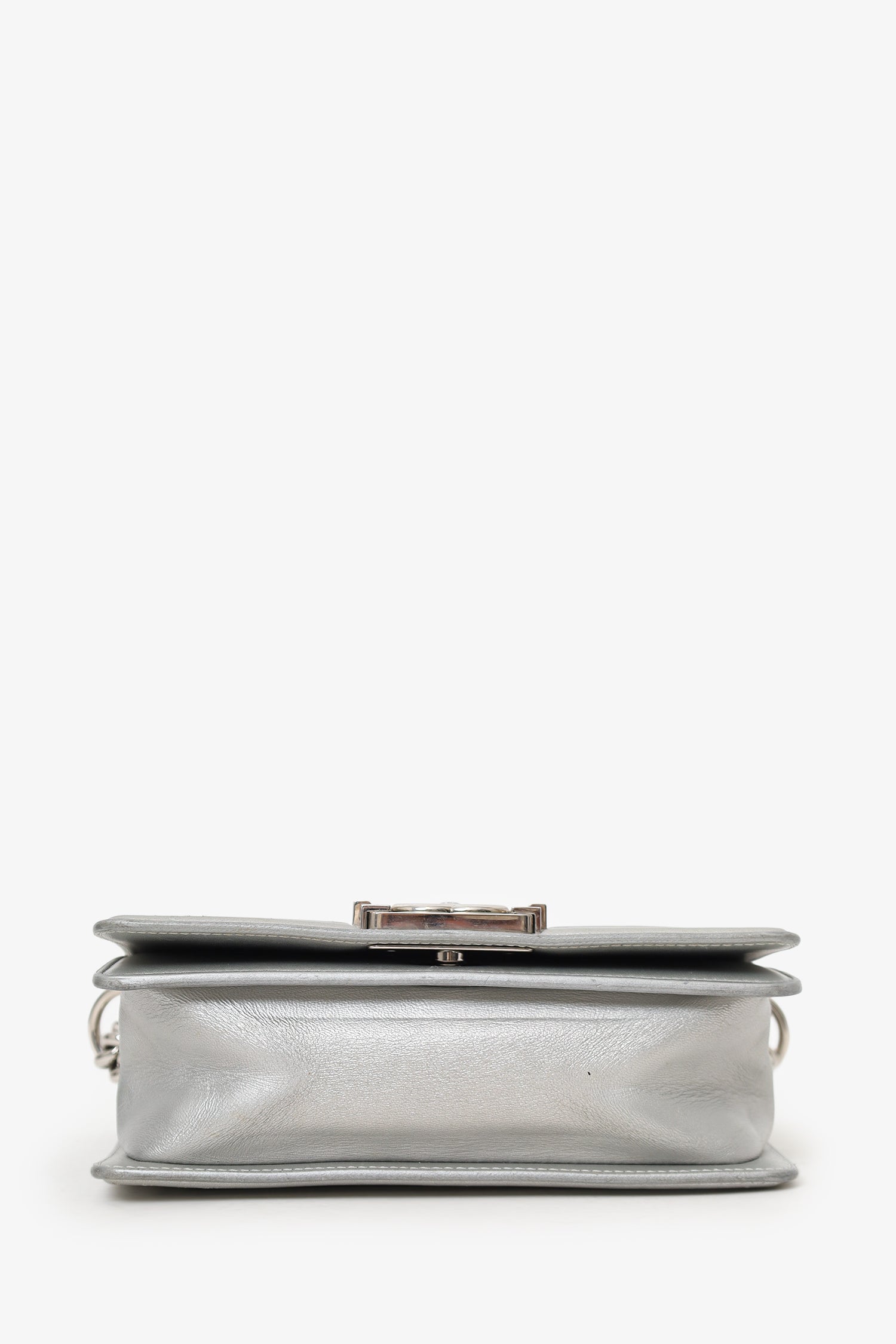 Chanel™ 2018 Iridescent Silver/Blue Leather/PVC Water Boy Small Bag