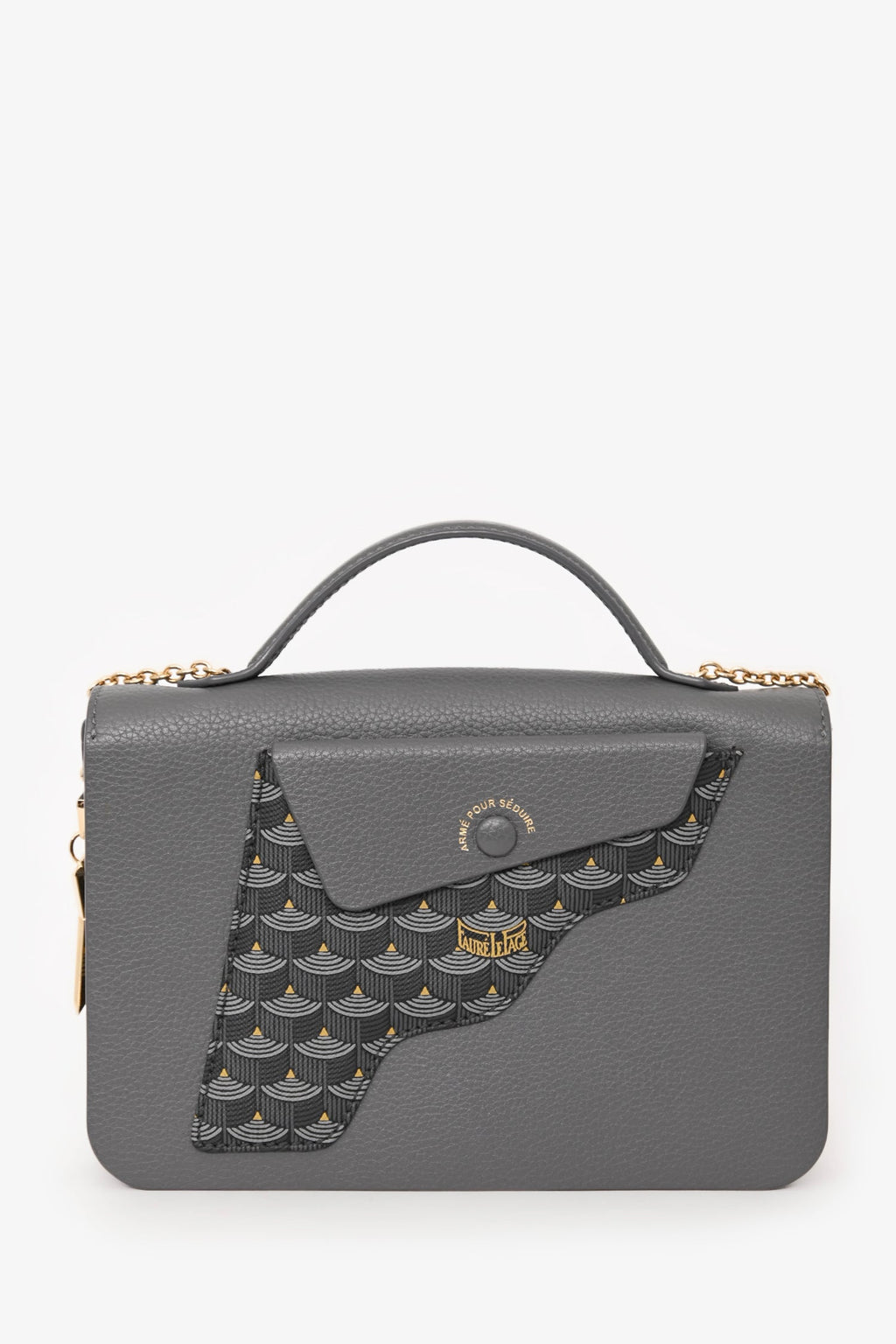 Fauré Le Page Grey Leather Calibre 21 Top Handle with Chain