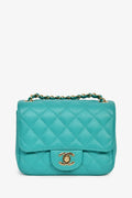 Chanel™ 2016/2017 Teal Caviar Leather Quilted Mini Square Flap Bag