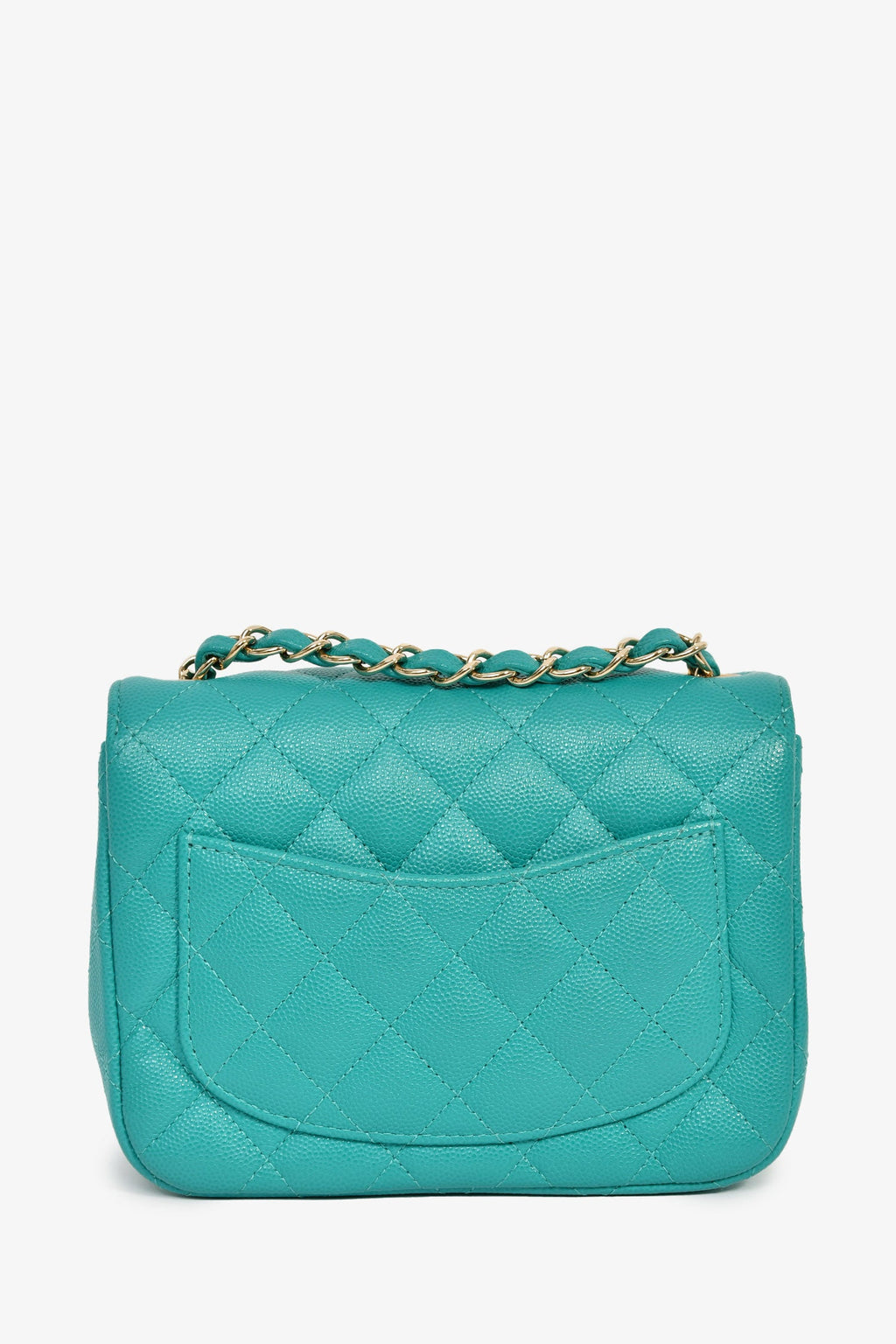 Chanel™ 2016/2017 Teal Caviar Leather Quilted Mini Square Flap Bag
