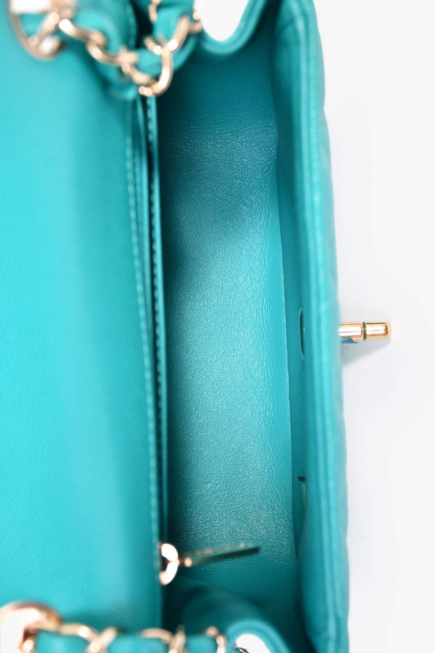 Chanel™ 2016/2017 Teal Caviar Leather Quilted Mini Square Flap Bag