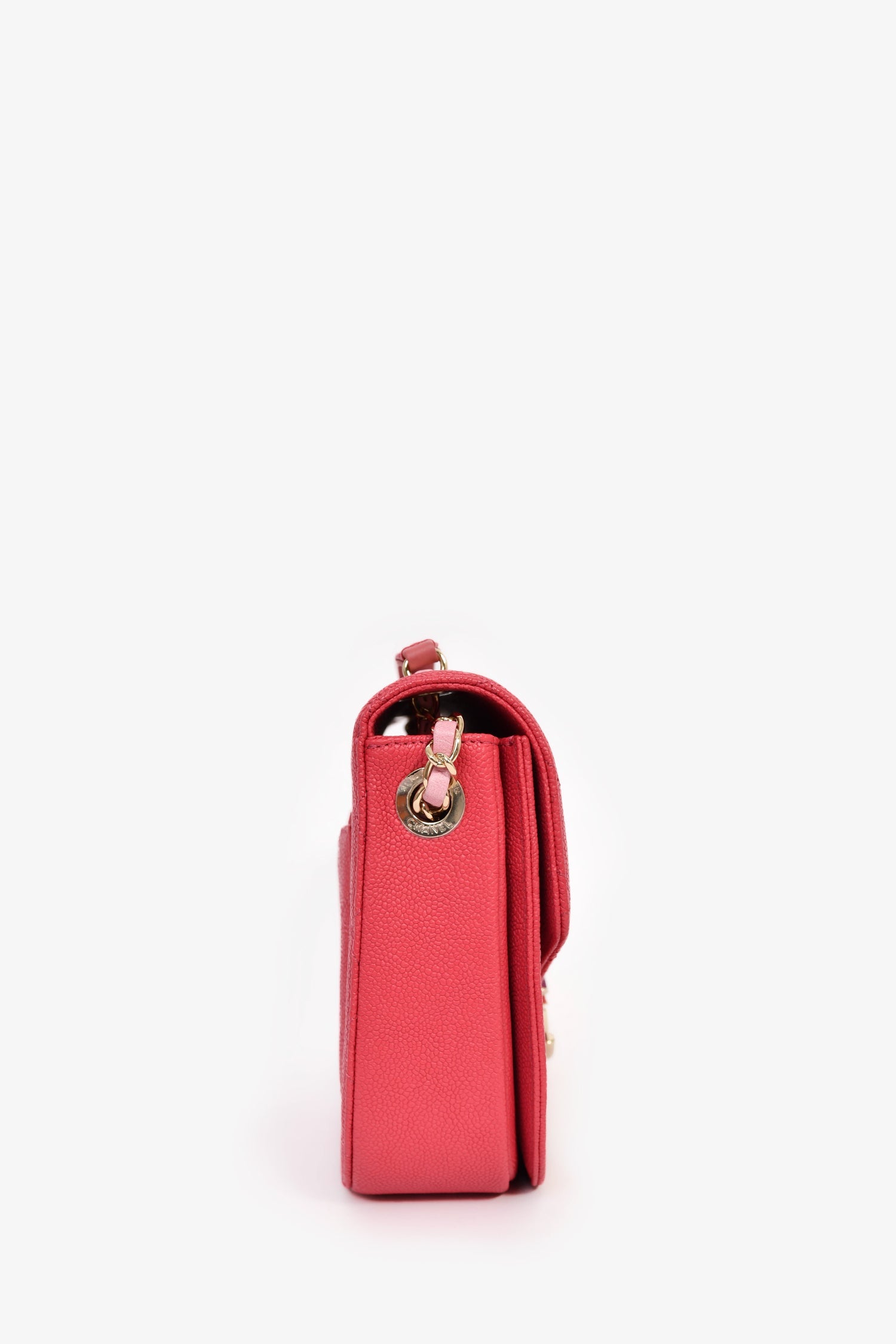 Chanel™ 2017/2018 Two Tone Pink Caviar Leather 'Paris-Cuba' Thread Around Flap Bag