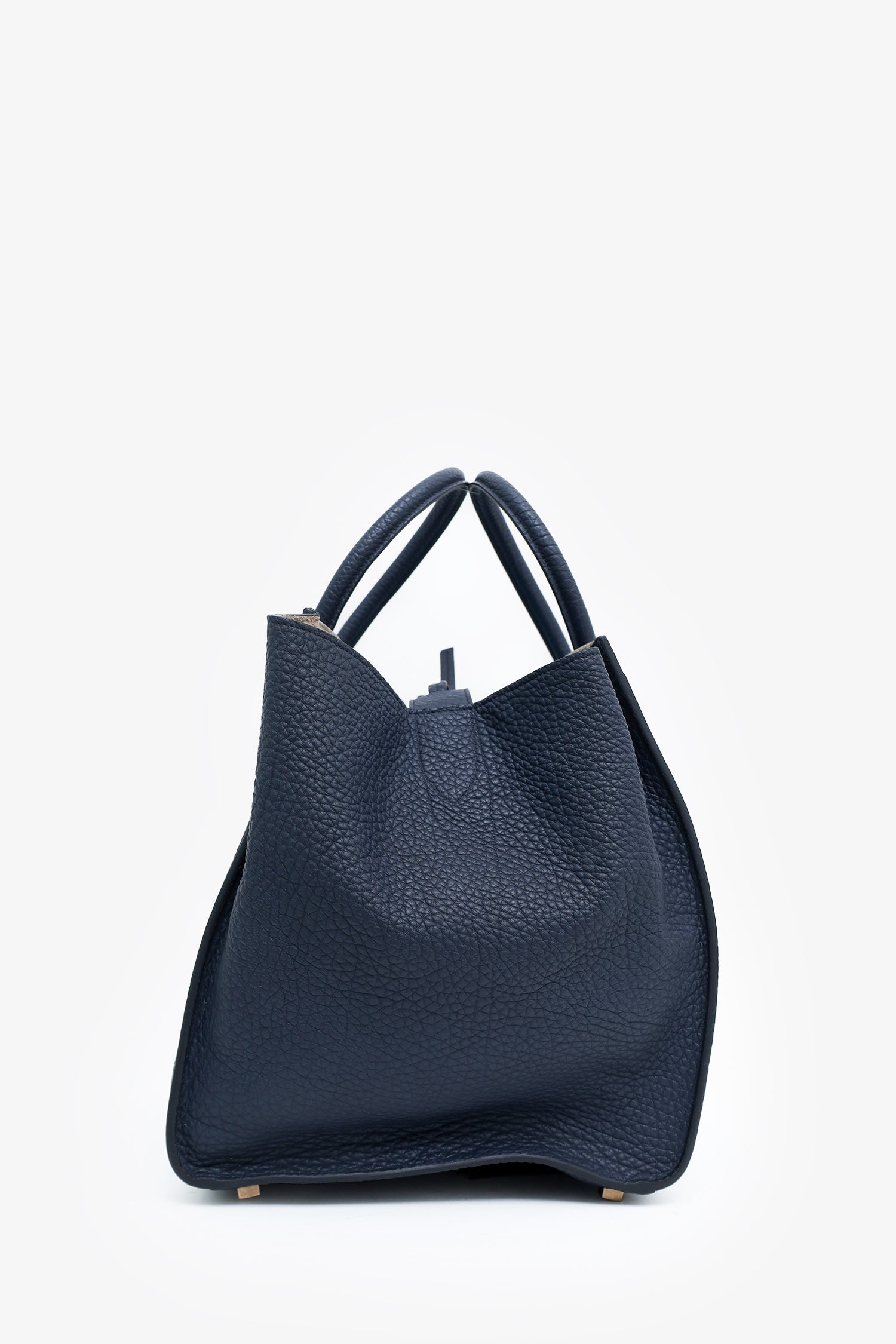 Celine Navy Blue Bullhide Calfskin Leather Medium Phantom Luggage Tote Bag