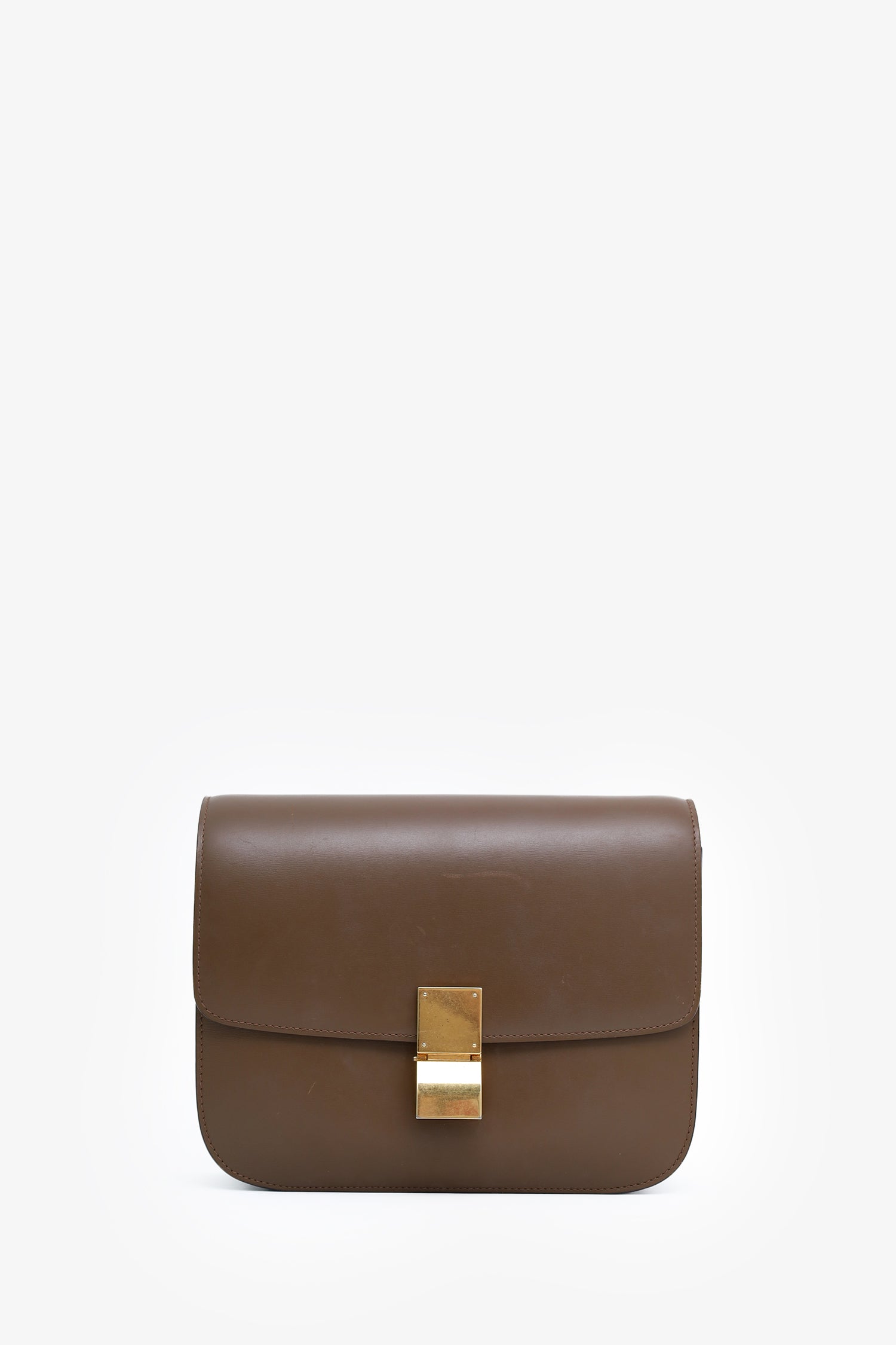 Celine Brown Leather Medium Box Crossbody Bag