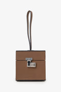 Moynat Brown Leather Mini Vanity Box Bag