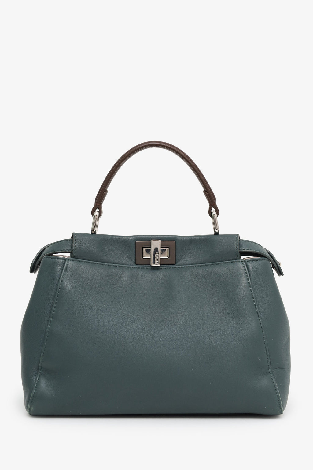 Fendi Teal/Brown Leather Mini Peekaboo With Strap