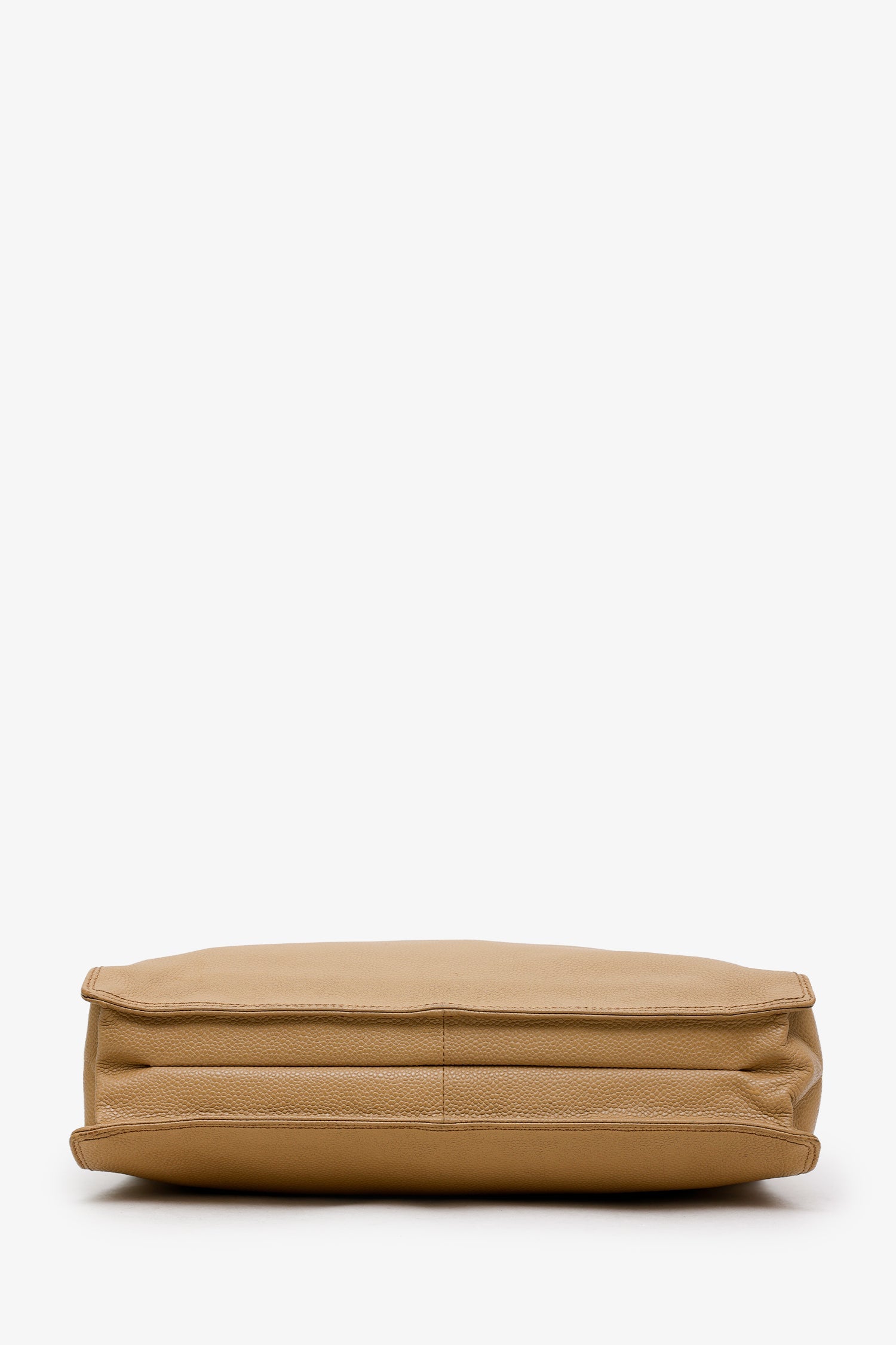 Chanel™ Beige Caviar Leather Wooden Top Handle Bag