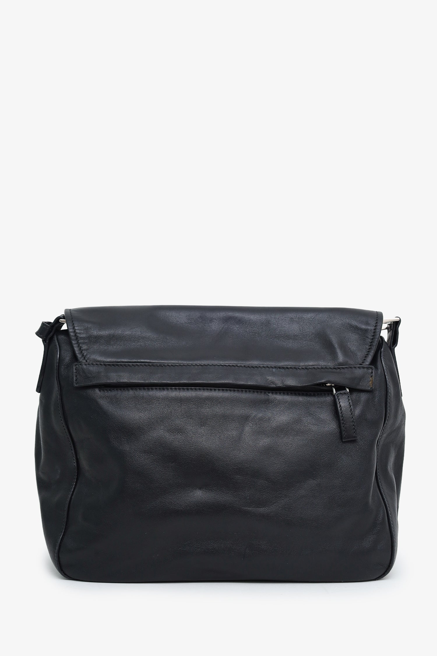Prada Black Soft Calfskin Leather Messenger Bag