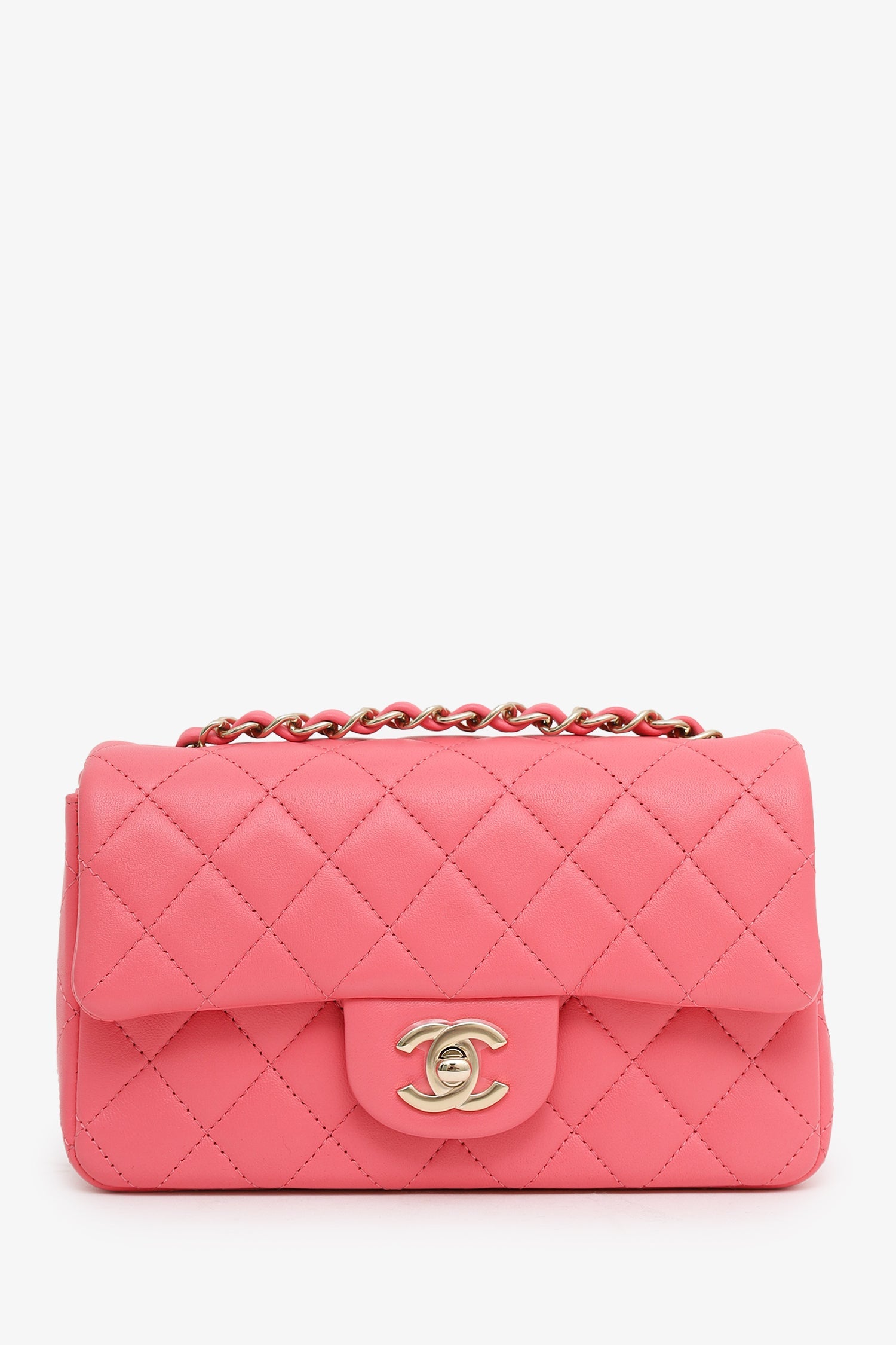 Chanel™ 2020-21 Pink Lambskin Mini Rectangular Flap Bag