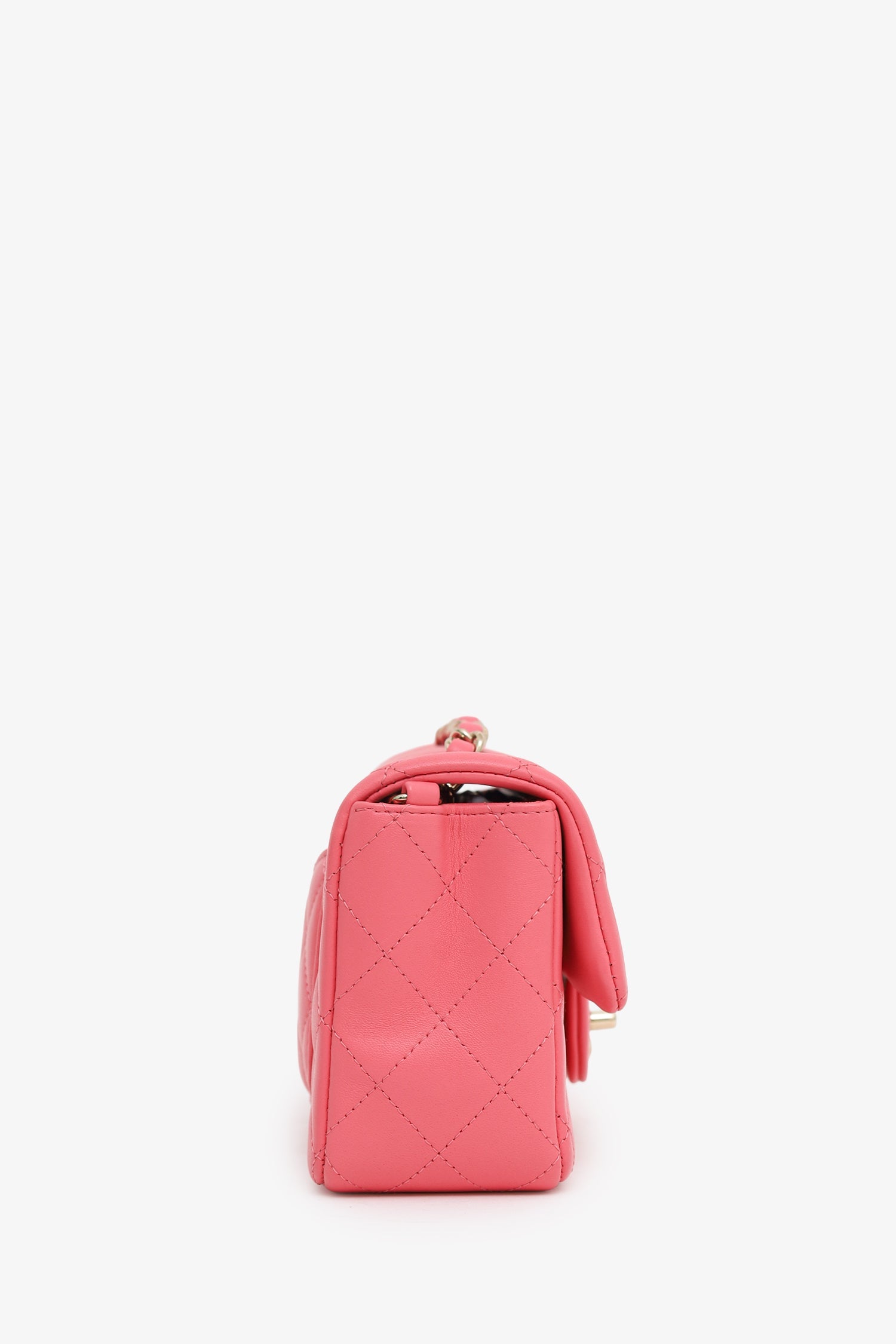 Chanel™ 2020-21 Pink Lambskin Mini Rectangular Flap Bag