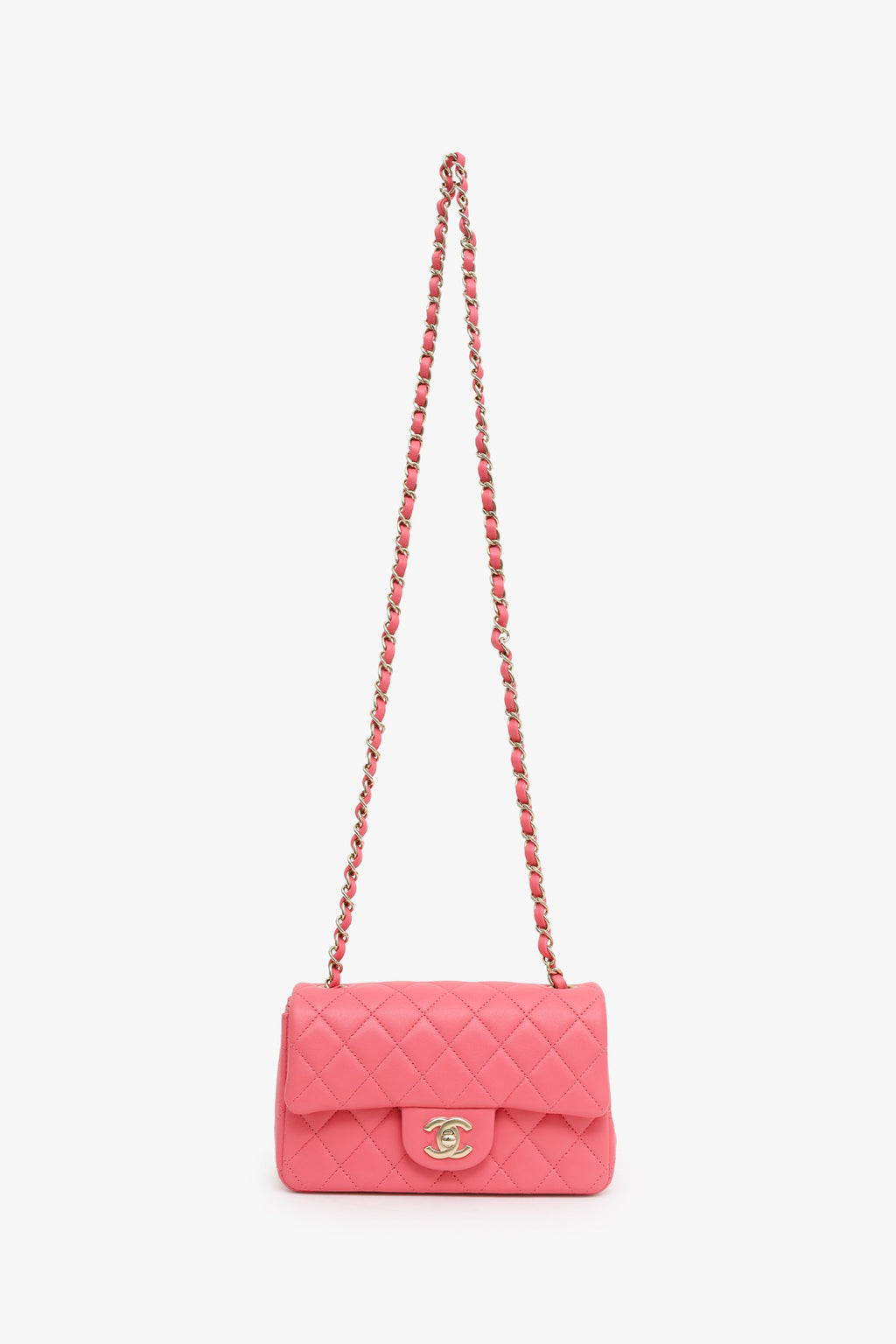 Chanel™ 2020-21 Pink Lambskin Mini Rectangular Flap Bag