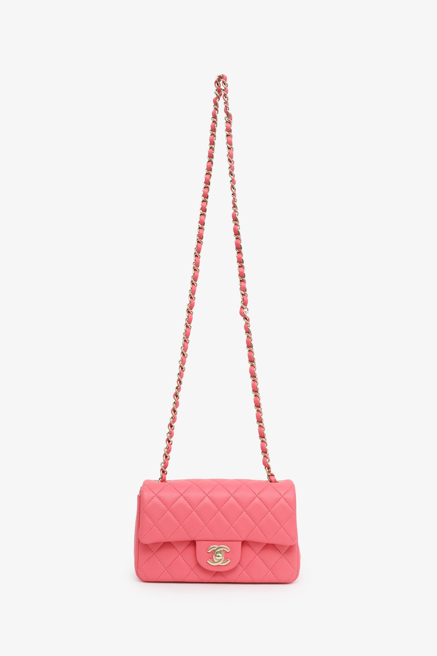 Chanel™ 2020-21 Pink Lambskin Mini Rectangular Flap Bag