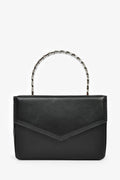 Amina Muaddi Black Leather Crystal Super Mini Top Handle Bag
