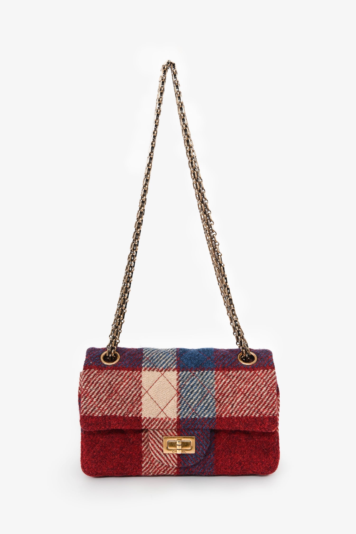 Chanel™ 2015-16 Red Tweed Patterned 2.55 224 Double Flap Bag