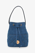 Versace Blue Denim Quilted Bucket Bag
