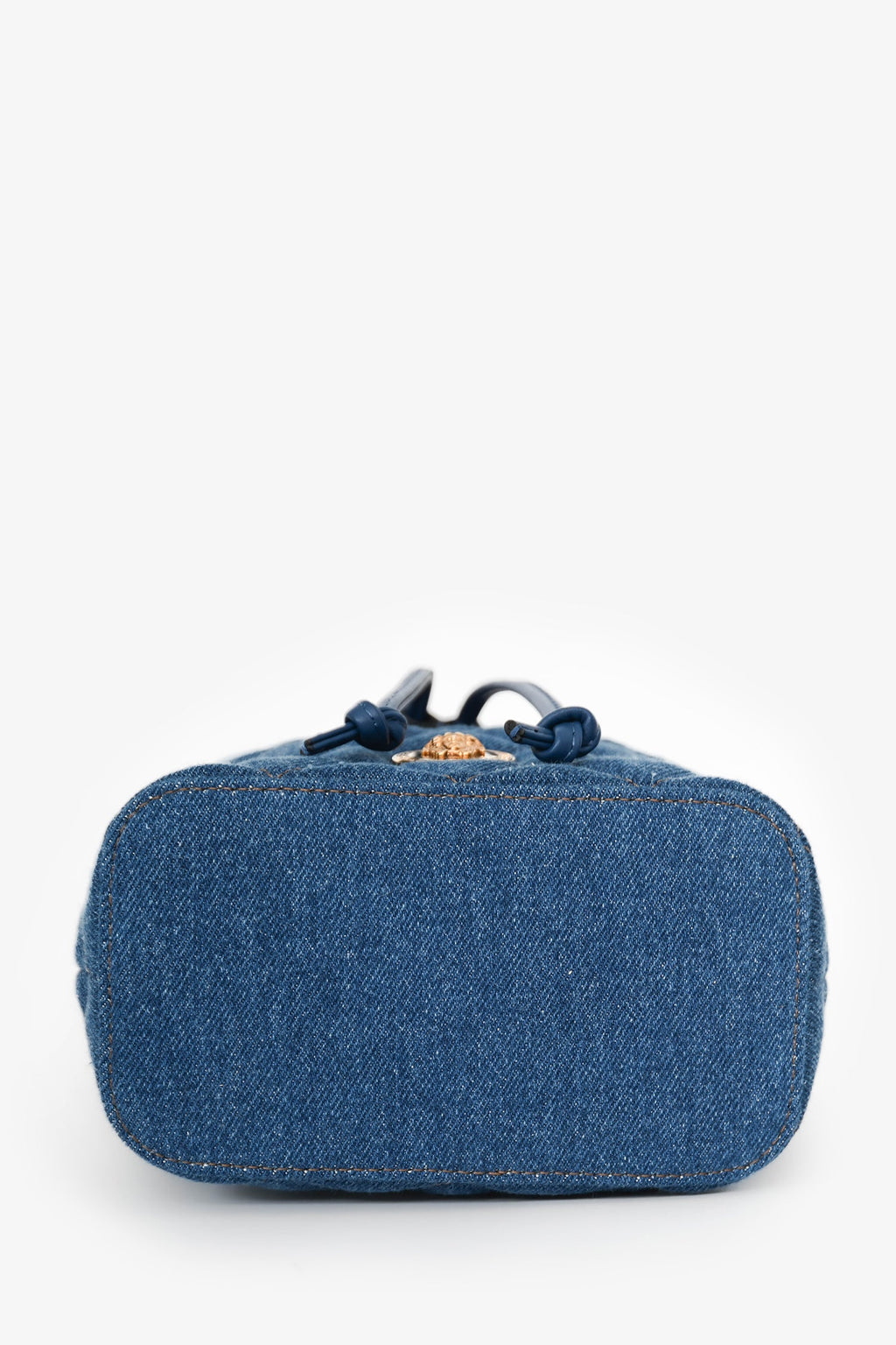 Versace Blue Denim Quilted Bucket Bag