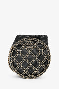 Chanel™ Runway 2022 Black Lambskin Leather CC Logo Round Caged Crossbody Bag