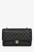 Chanel™ 2012 Black Quilted Caviar Leather Medium Classic Double Flap