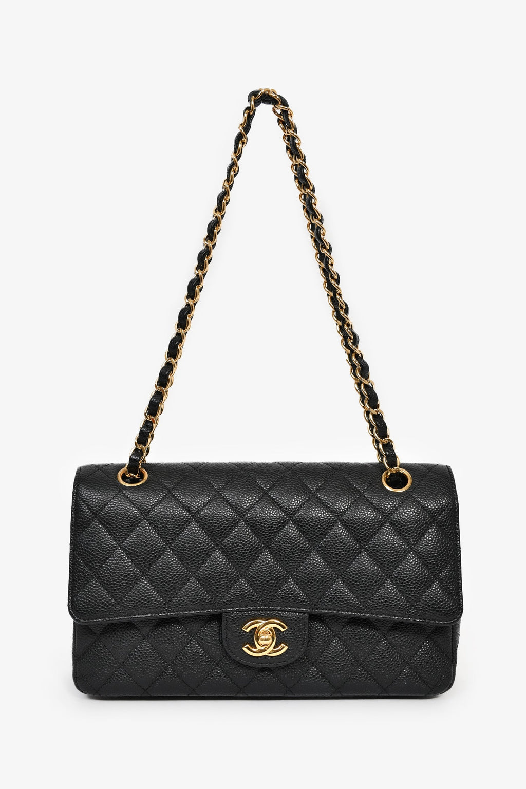 Chanel™ 2012 Black Quilted Caviar Leather Medium Classic Double Flap