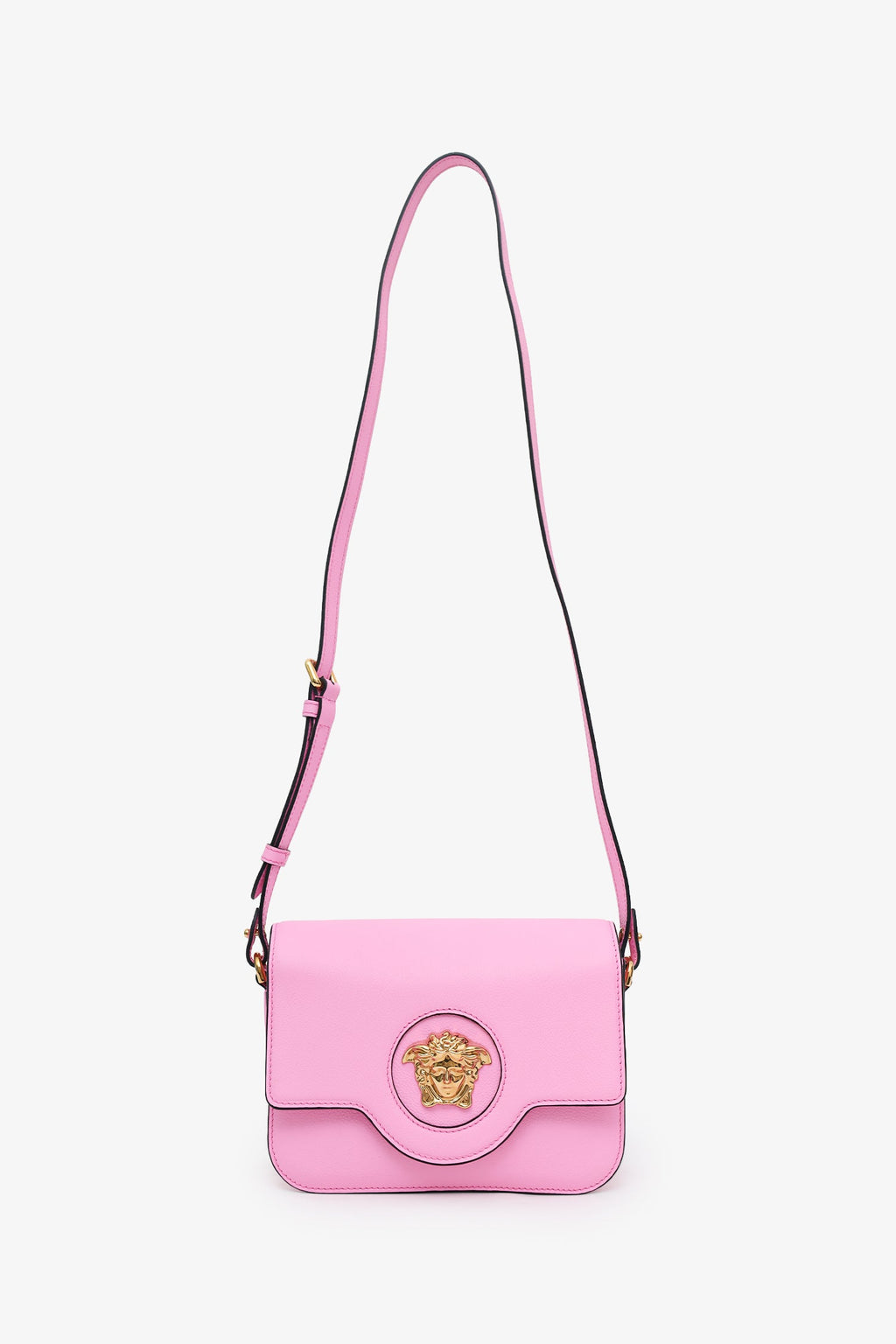 Versace Pink Grained Calfskin La Medusa Shoulder Bag