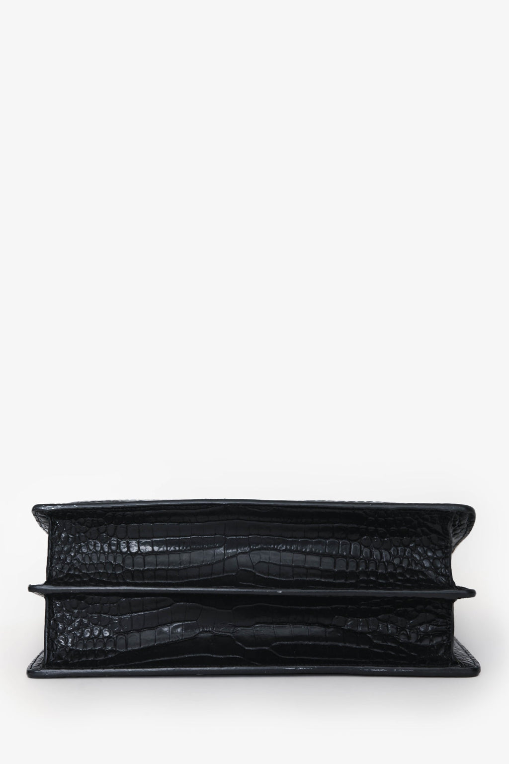 Yves Saint Laurent Black Embossed Croc Leather Medium Sunset Shoulder Bag