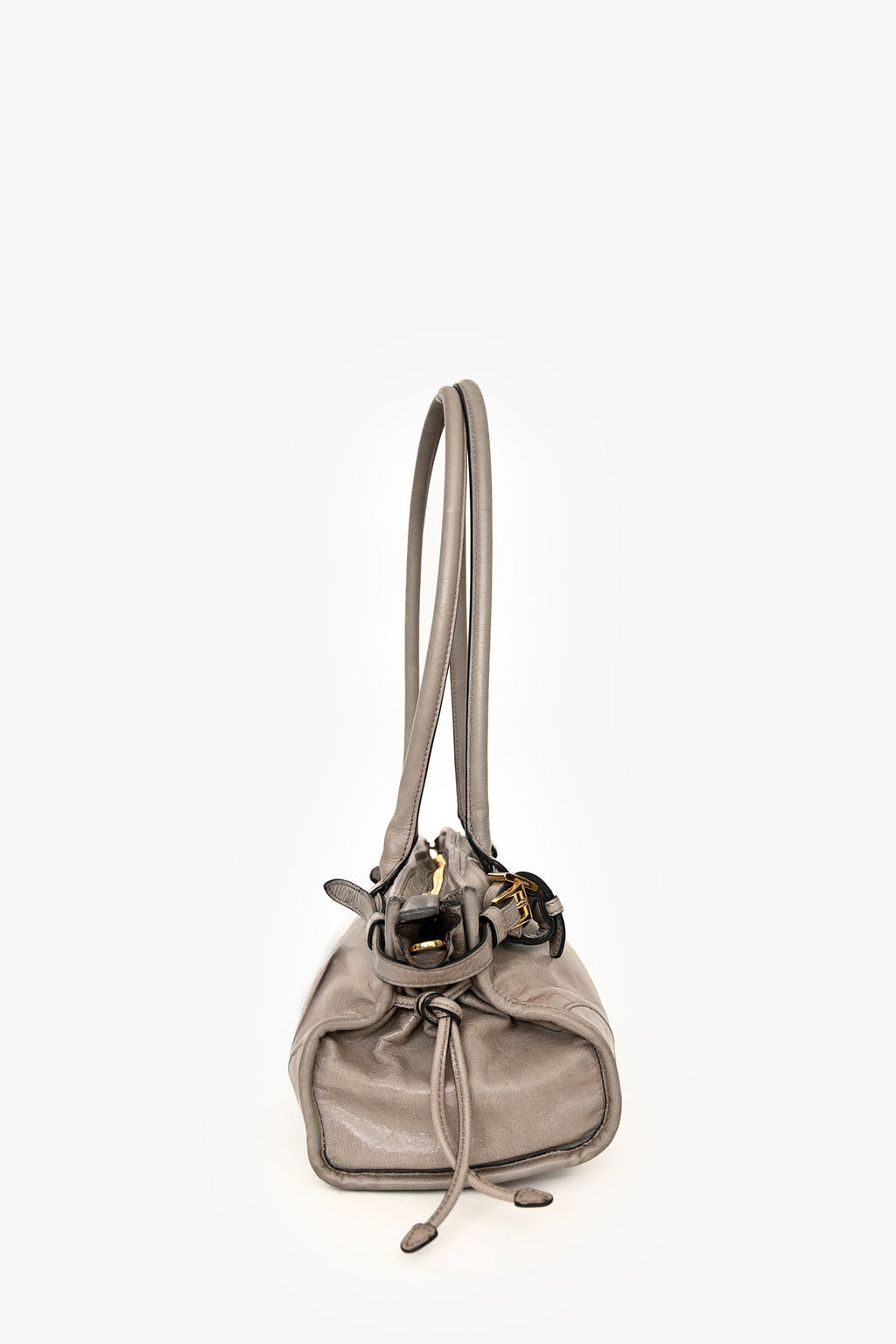 Prada Grey Leather 'Bonnie' Medium Shoulder Bag With Crossbody Strap