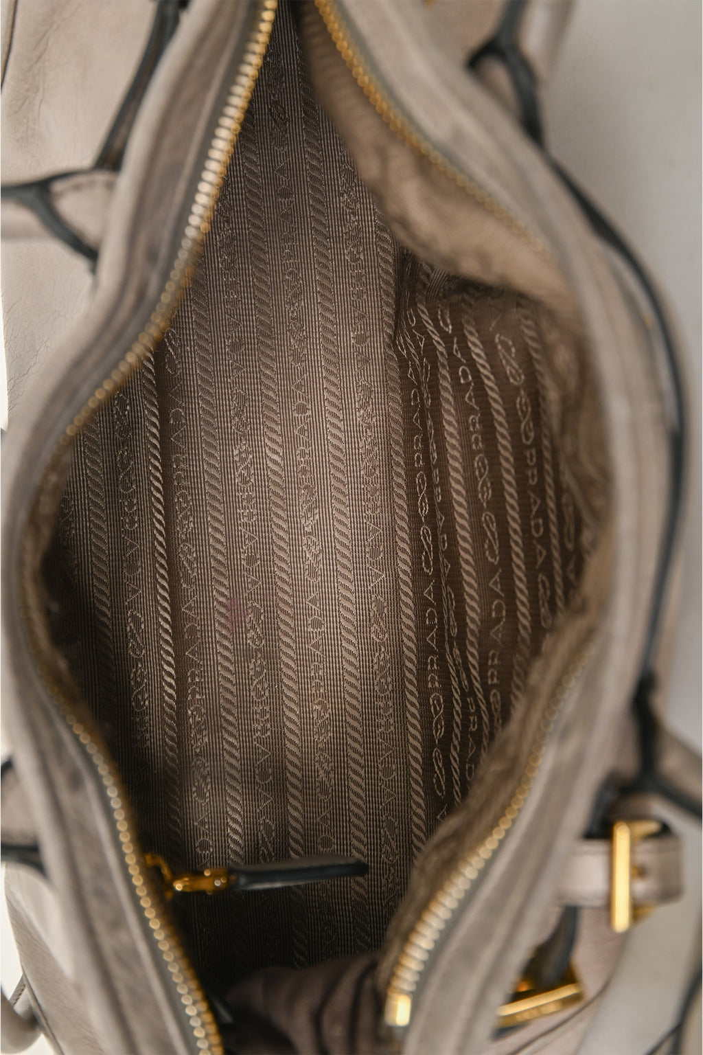 Prada Grey Leather 'Bonnie' Medium Shoulder Bag With Crossbody Strap