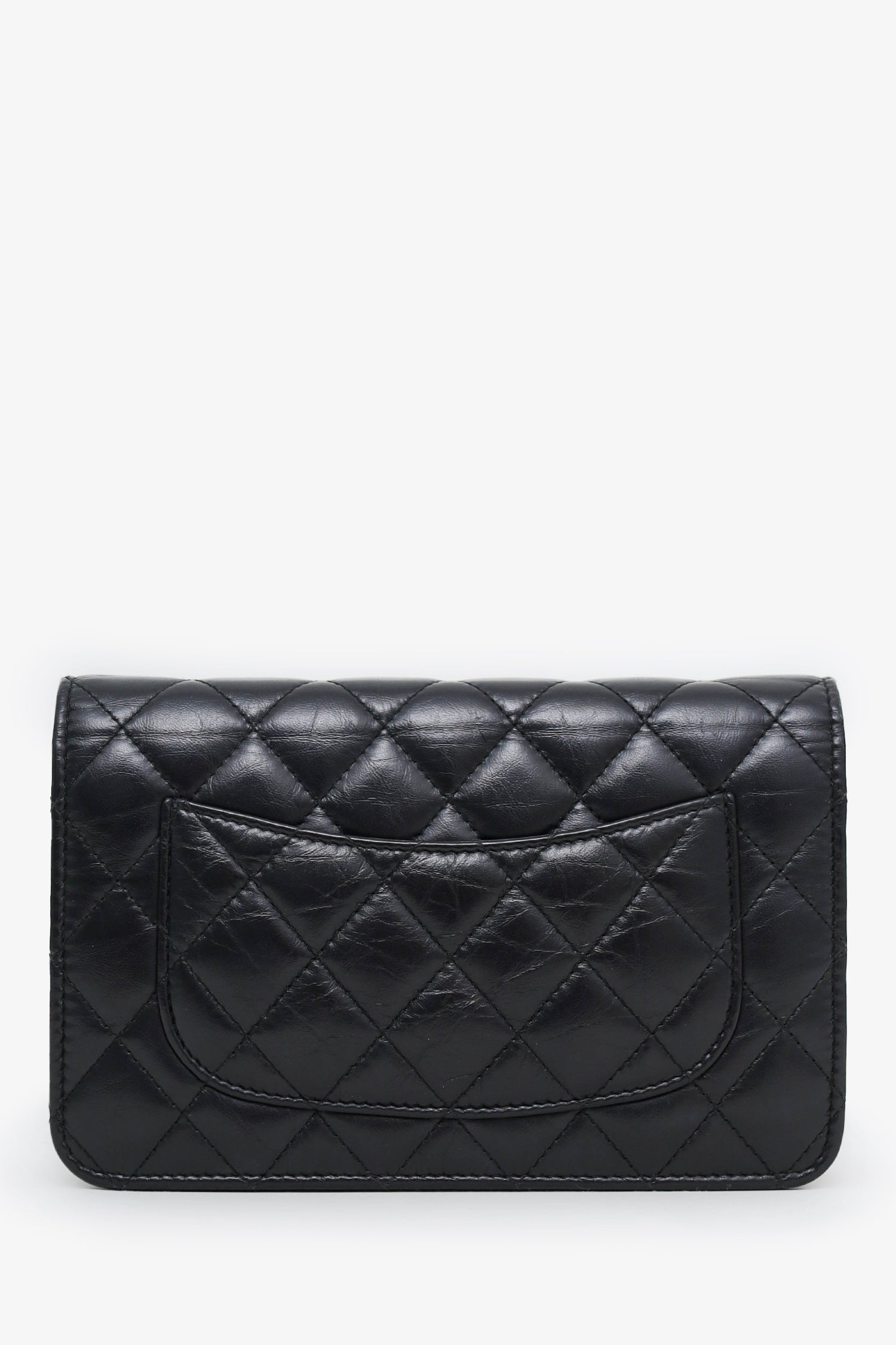Chanel™ Black Quilted Aged Calfskin Leather Lucky Charms 2.55 Reissue Wallet on Chain