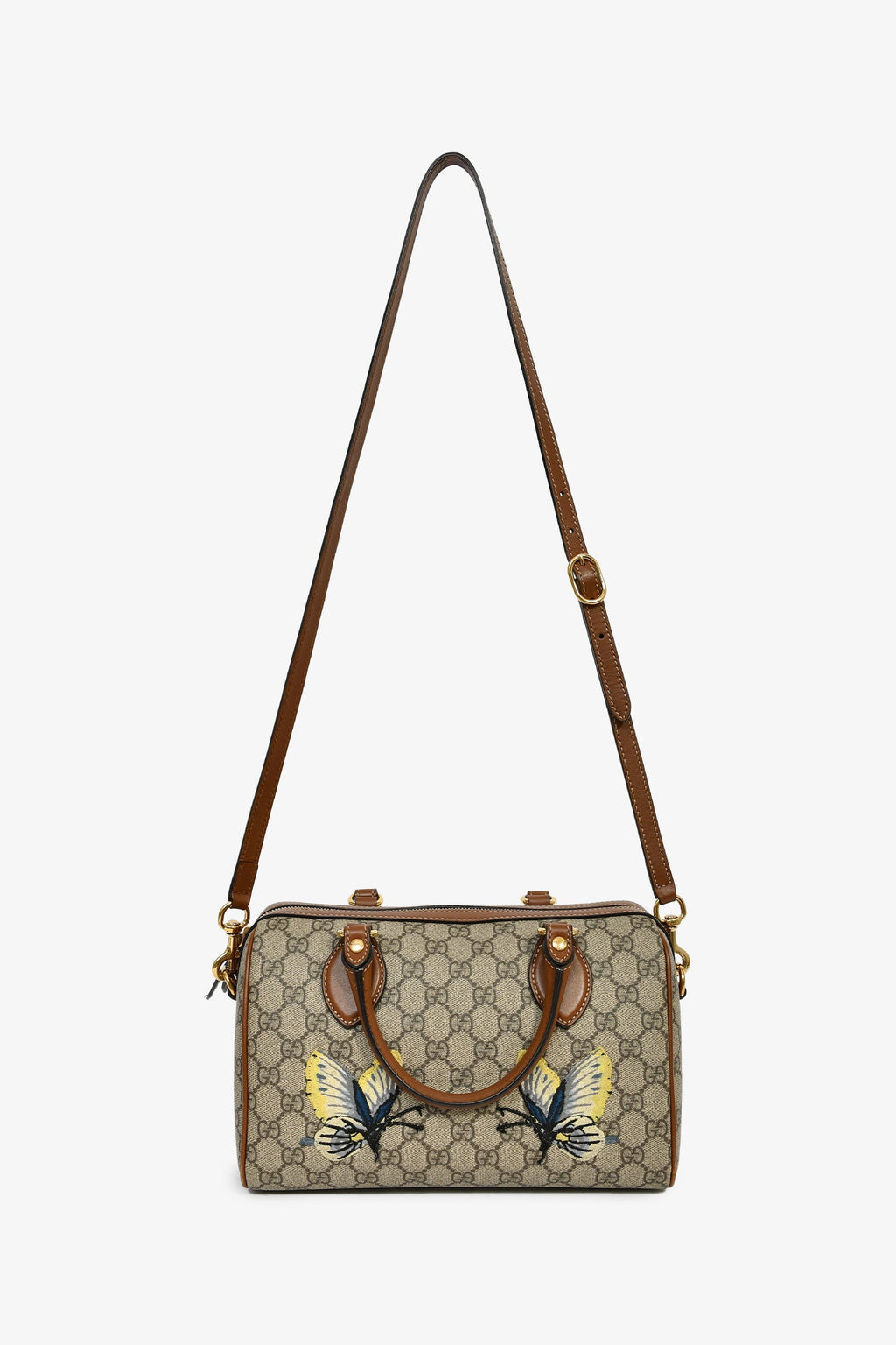 Gucci Limited Edition GG Supreme Butterfly Embroidered Boston Bag