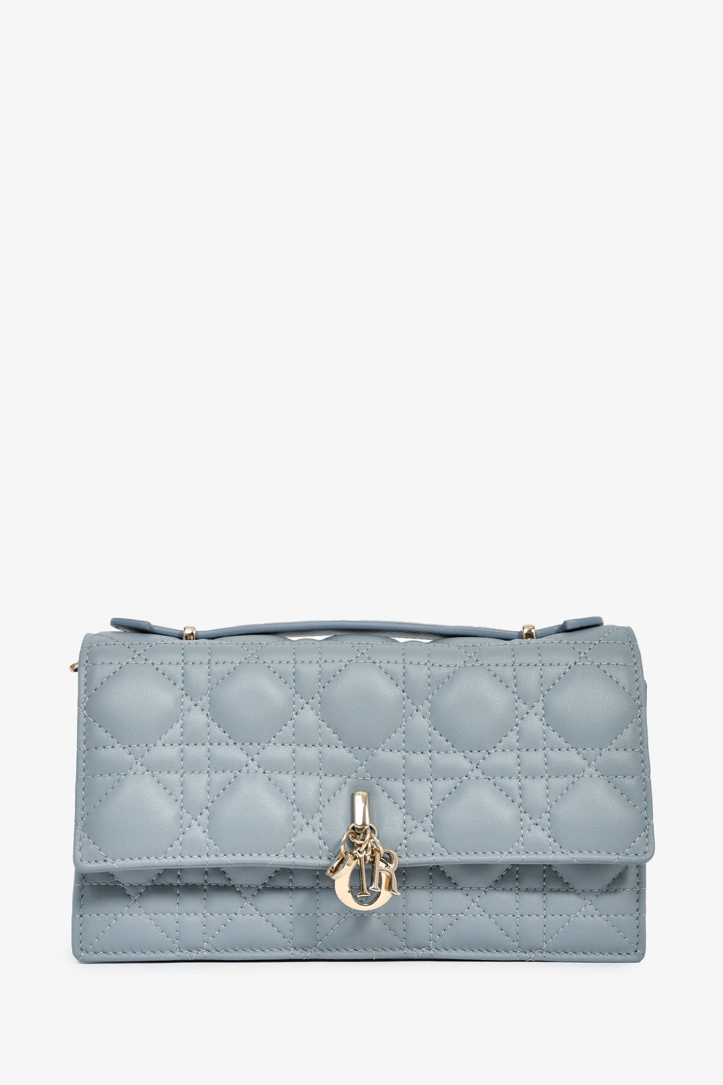 Christian Dior 2023 Blue Cannage Lambskin 'My Dior' Mini Chain Pouch