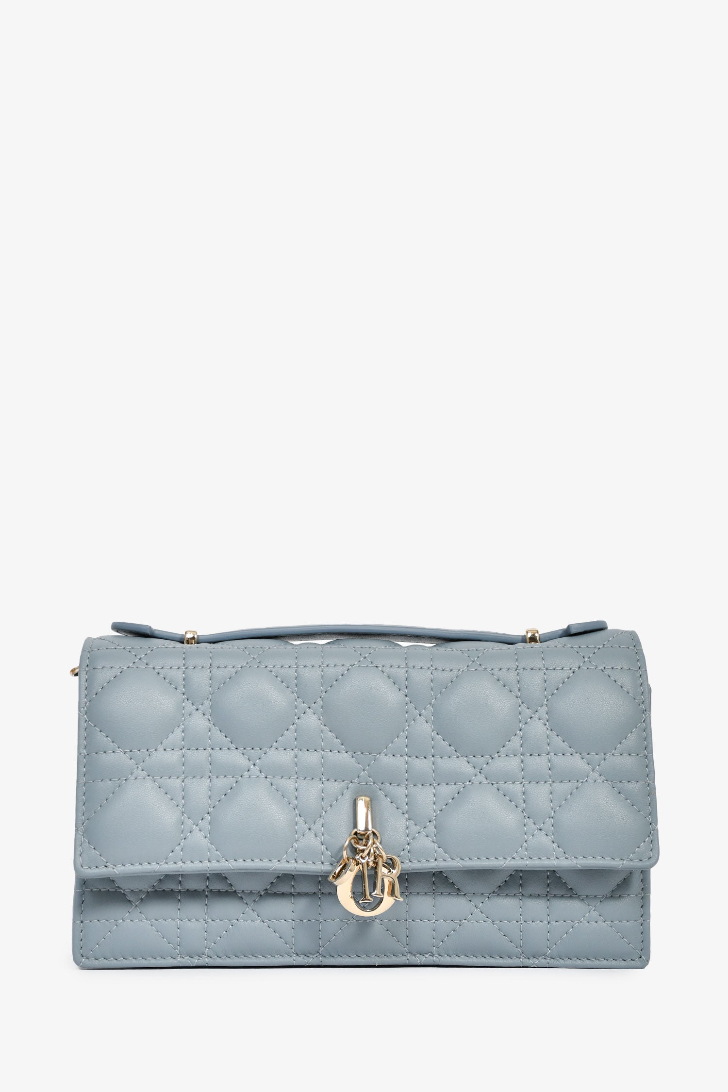 Christian Dior 2023 Blue Cannage Lambskin 'My Dior' Mini Chain Pouch