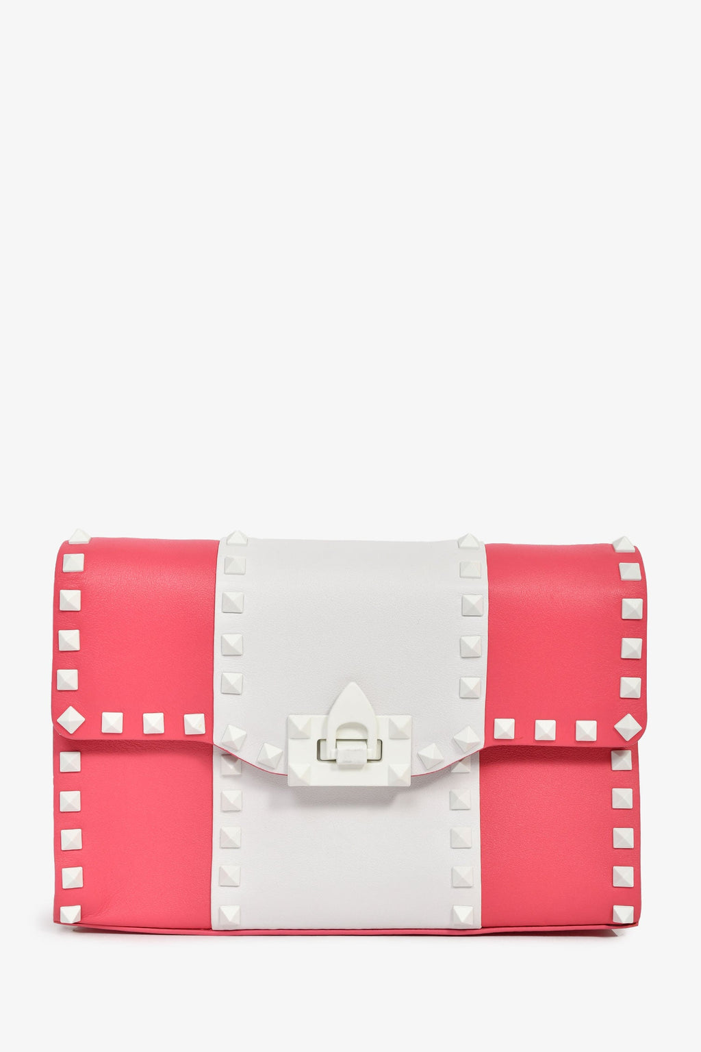 Valentino Pink/White Calfskin Rockstud Shoulder Bag