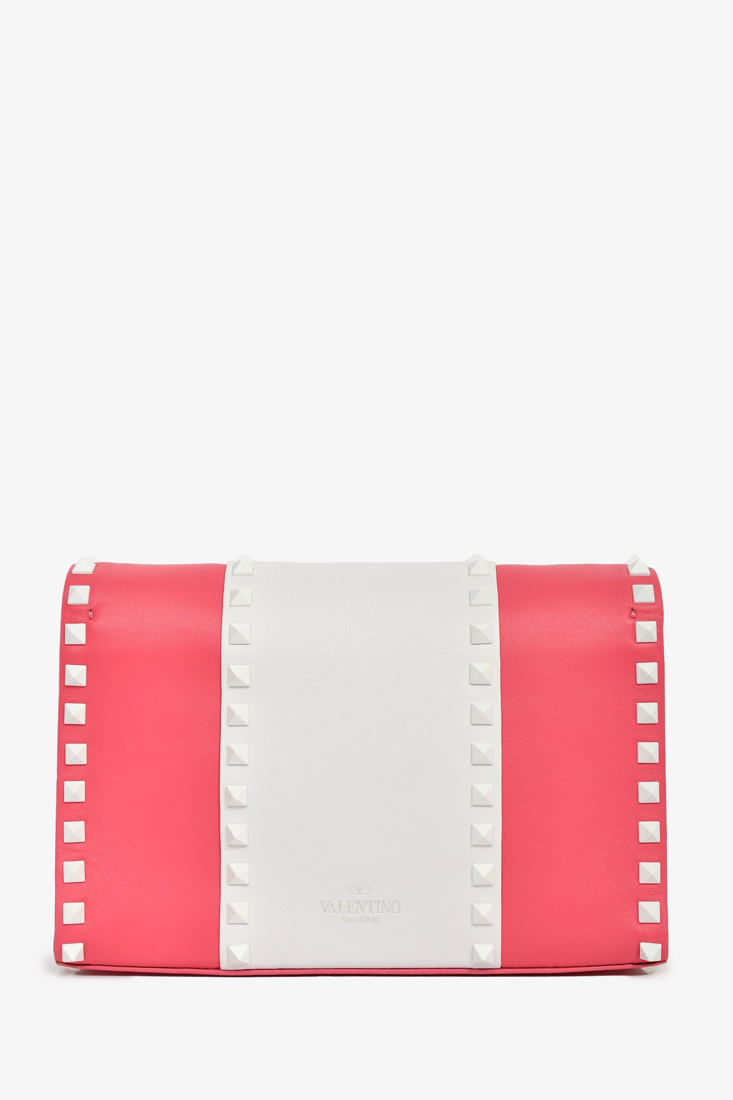 Valentino Pink/White Calfskin Rockstud Shoulder Bag