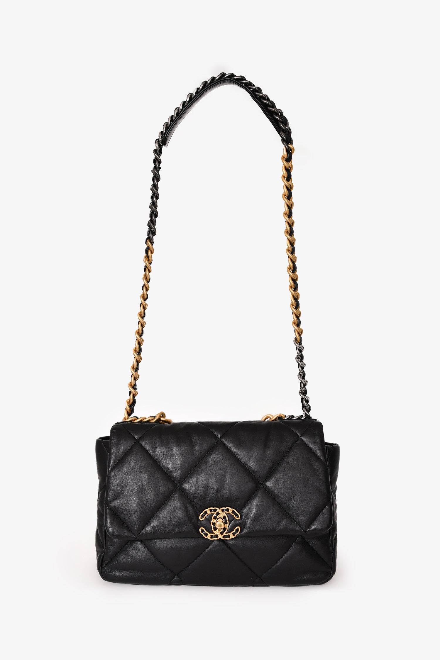 Chanel™ Black Leather 19 Flap Bag