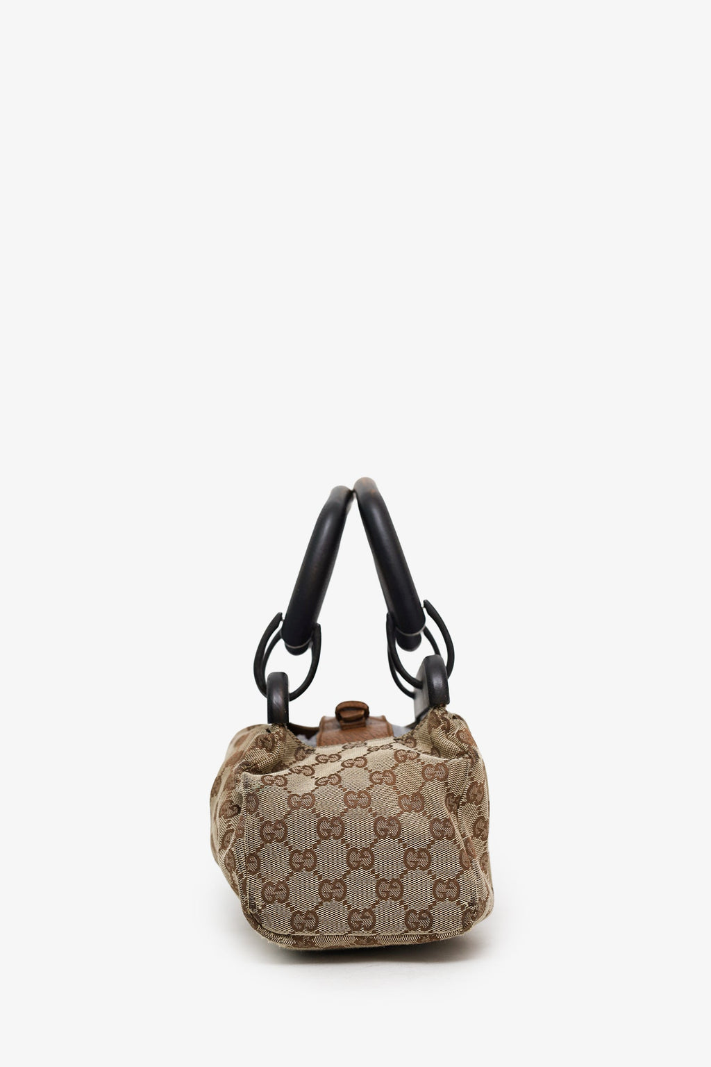 Gucci Beige GG Canvas Wooden Handle Satchel