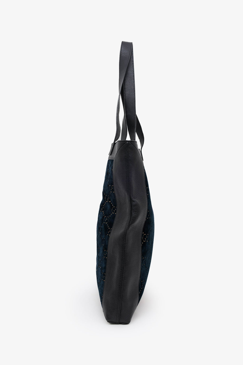 Gucci Black/Dark Green Velvet/Leather Ophidia Shopper Tote