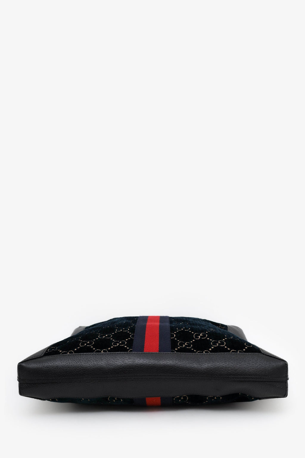 Gucci Black/Dark Green Velvet/Leather Ophidia Shopper Tote