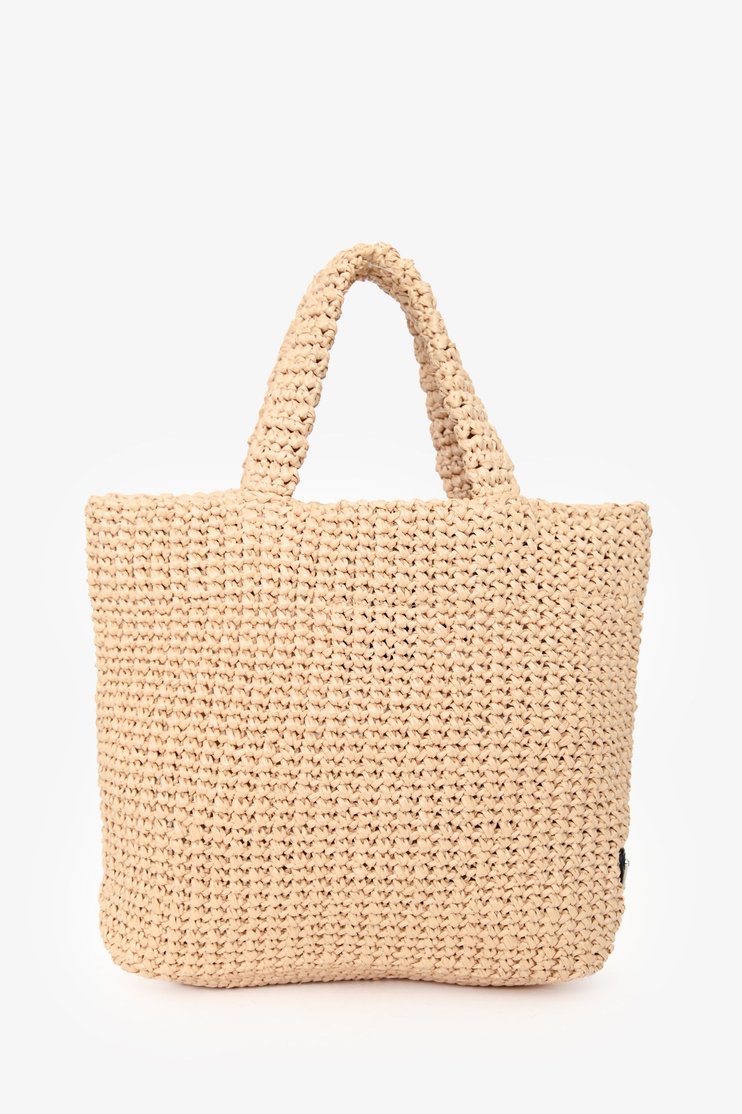 Prada Beige Raffia Logo-Embroidered Crochet Small Tote Bag