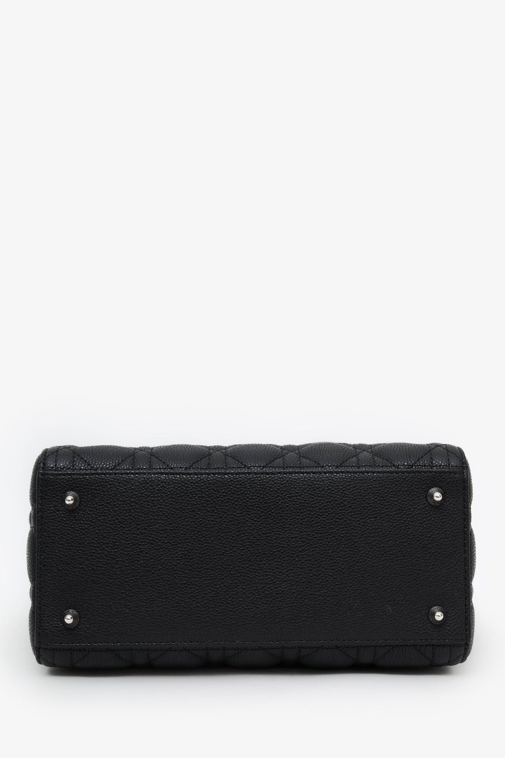 Christian Dior 2023 Black Grained Cannage Calfskin Medium Lady Dior Bag With Strap