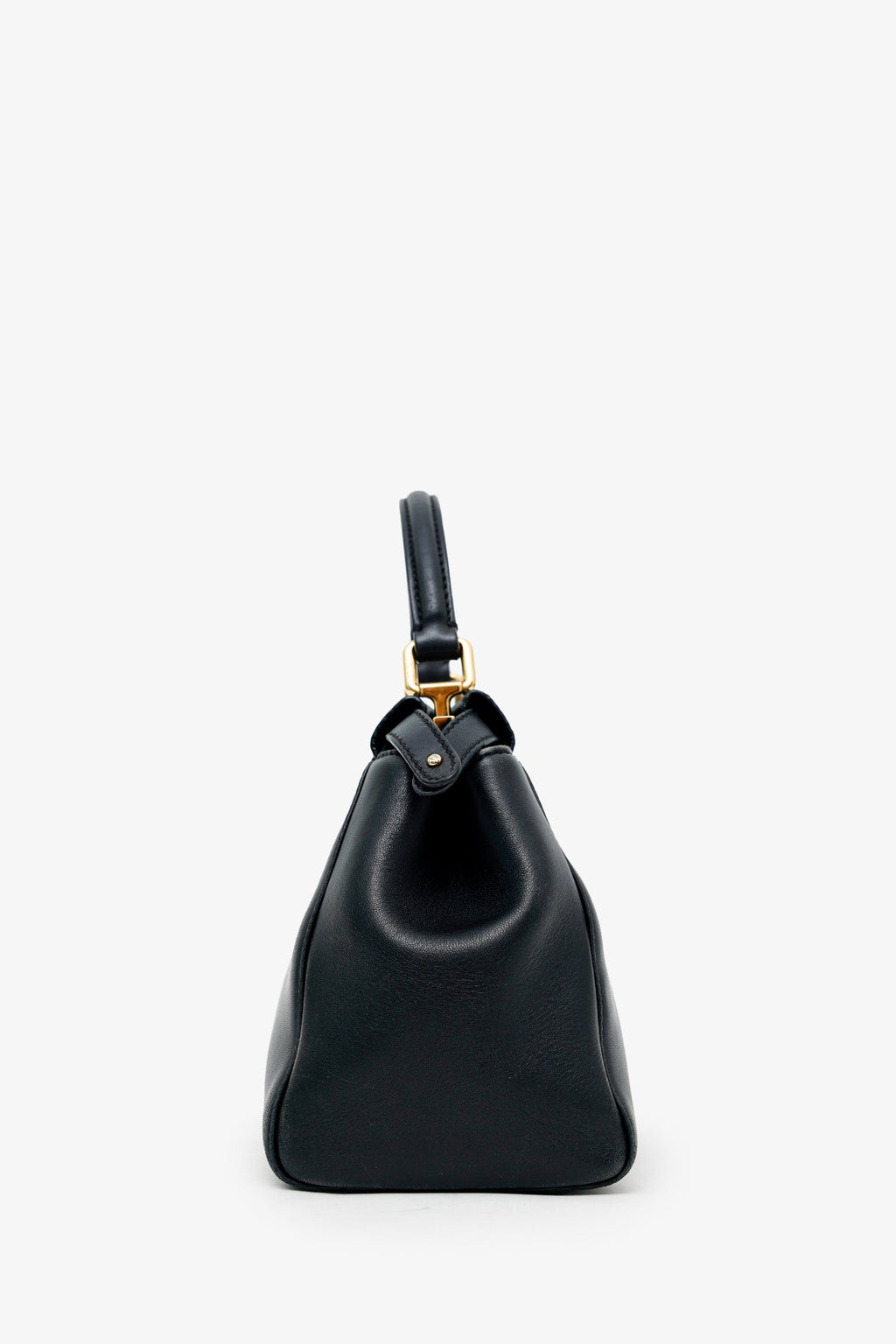 Fendi Black Soft Leather Small 'Peekaboo' Bag With Strap