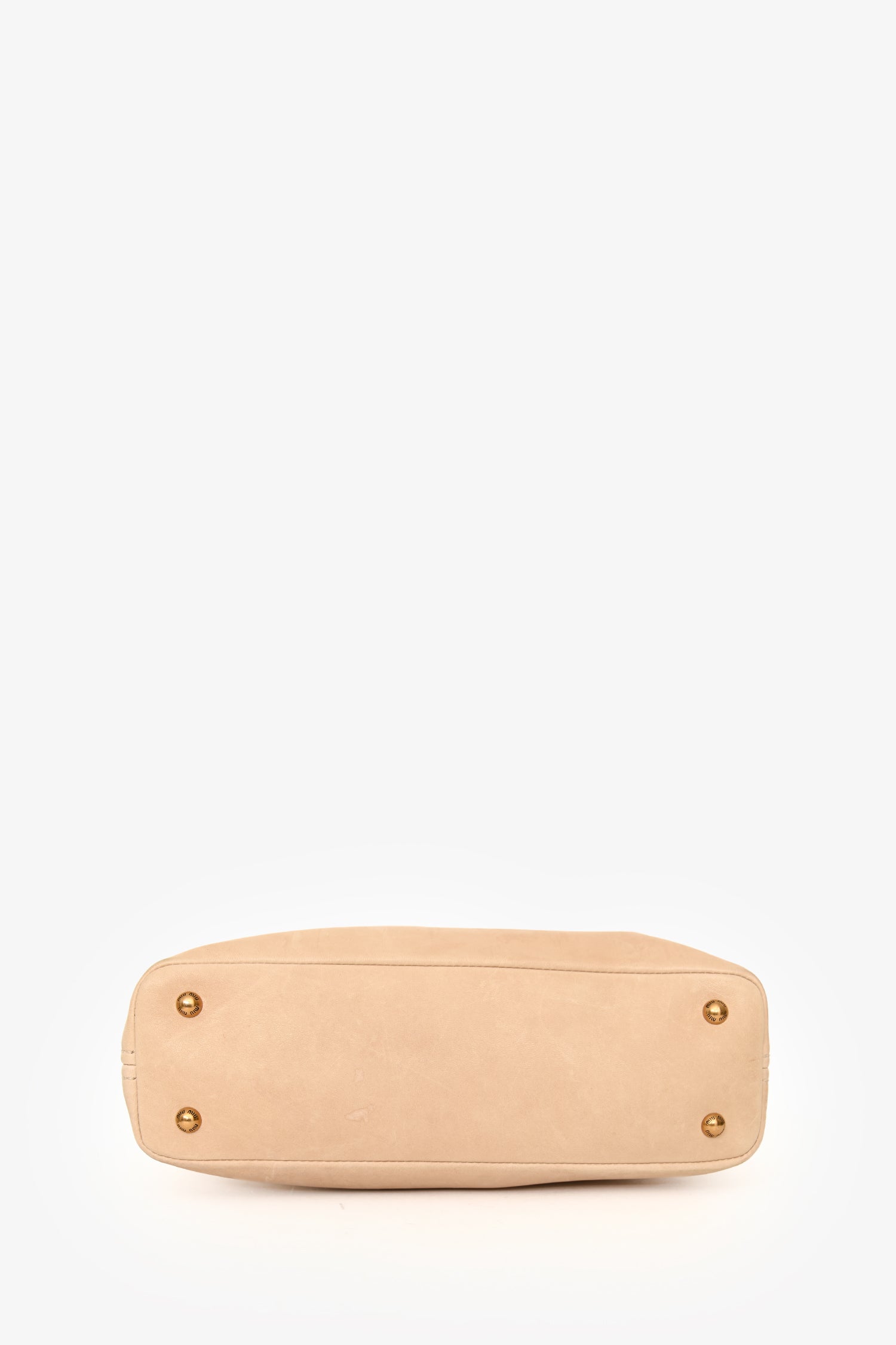 Miu Miu 2024 Runway Beige Nappa Leather Archive 2009 Aventure Top Handle Bag With Strap