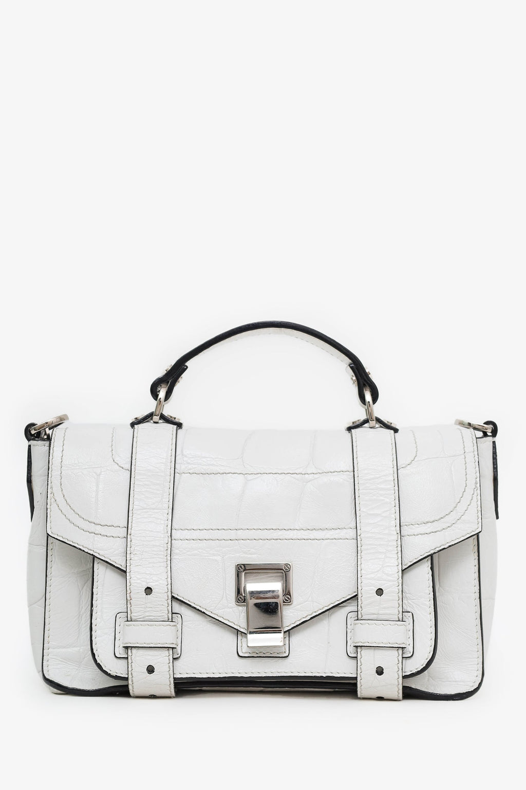 Proenza Schouler White Leather Top Handle Bag With Strap