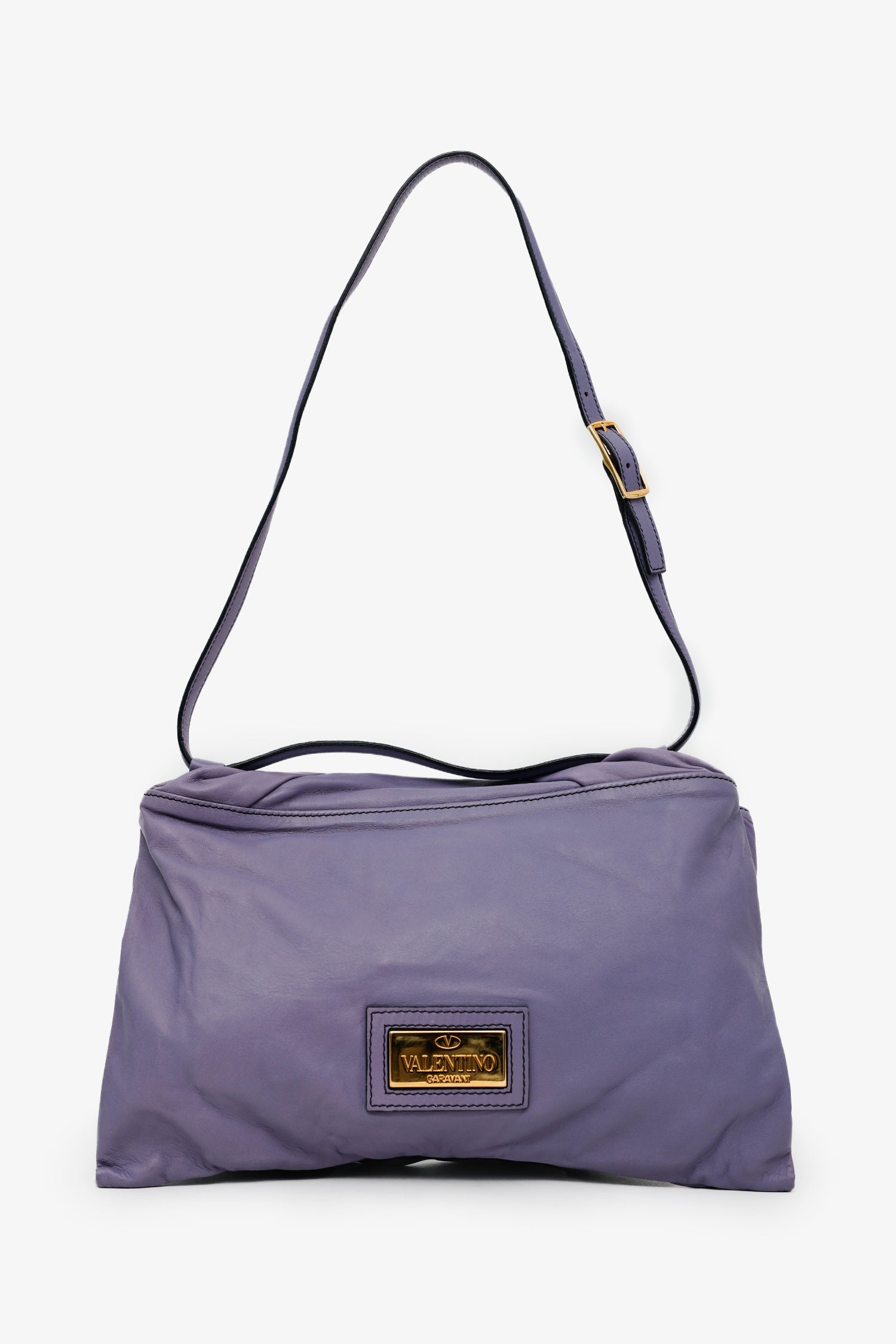Valentino Purple Leather Twist Shoulder Bag