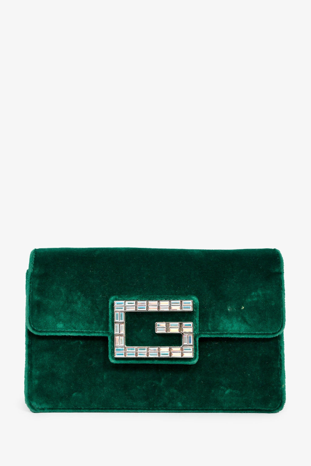 Gucci Green Velvet GG Crystal 'Broadway' Mini Shoulder Bag