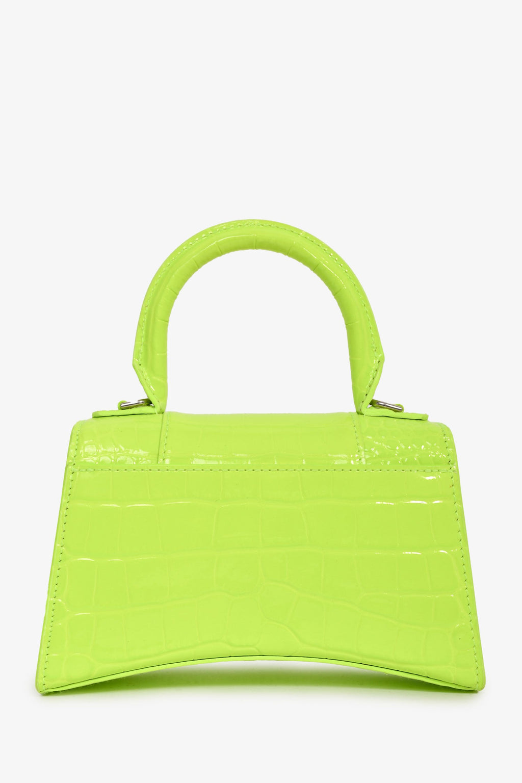 Balenciaga Neon Yellow  Croc Embossed XS Hourglass Top Handle Bag