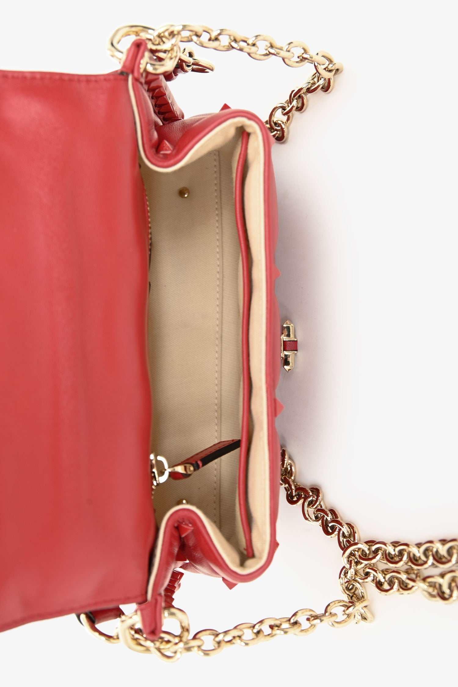 Valentino Red Quilted Leather Medium Candystud Top Handle Crossbody Bag